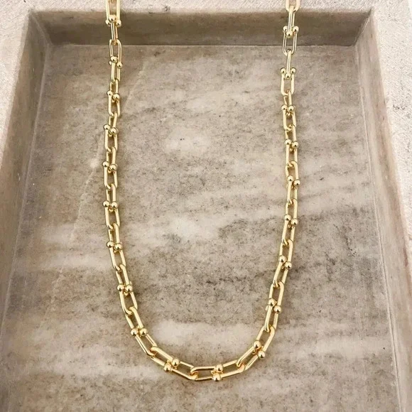 925 Sterling Silver U Link Necklace Chunky Link Necklace Modern Necklace - Picture 5 of 8